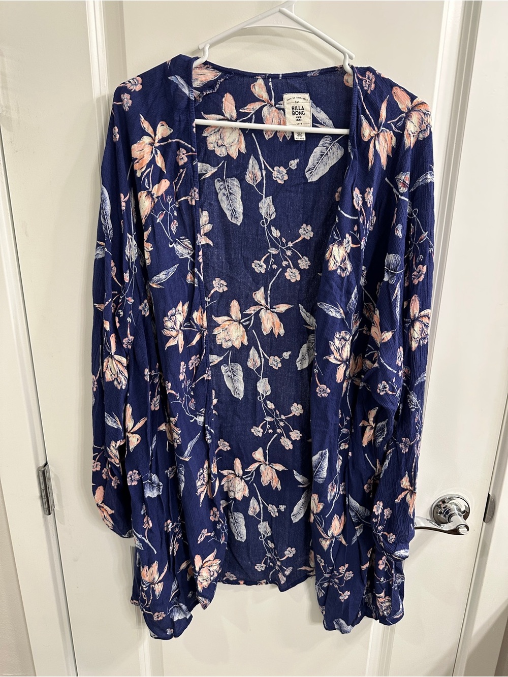 Billabong Navy Floral Open-Front Women's Cardigan Cover up - M/L